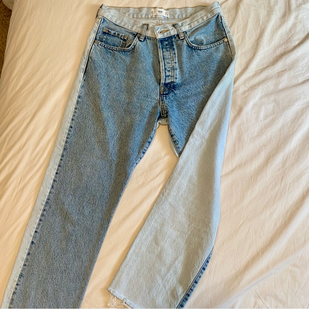 Mango Two-Tone Straight-Leg Jeans